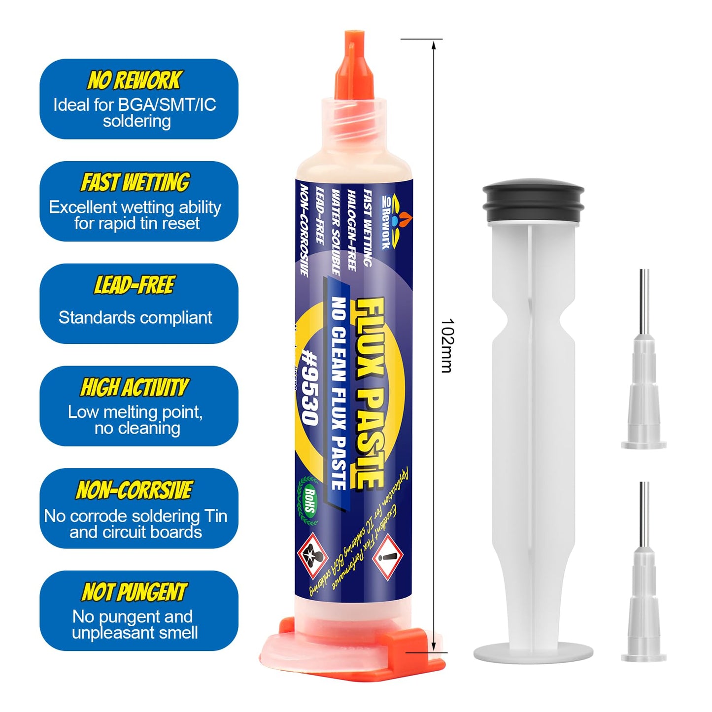 BEEYUIHF No-Clean Soldering Flux Paste, flux for Soldering, Electronics Solder Paste Flux for PCB/IC/BGA/SMD/SMT/LED Repairing #9530-10cc (4 Pack)