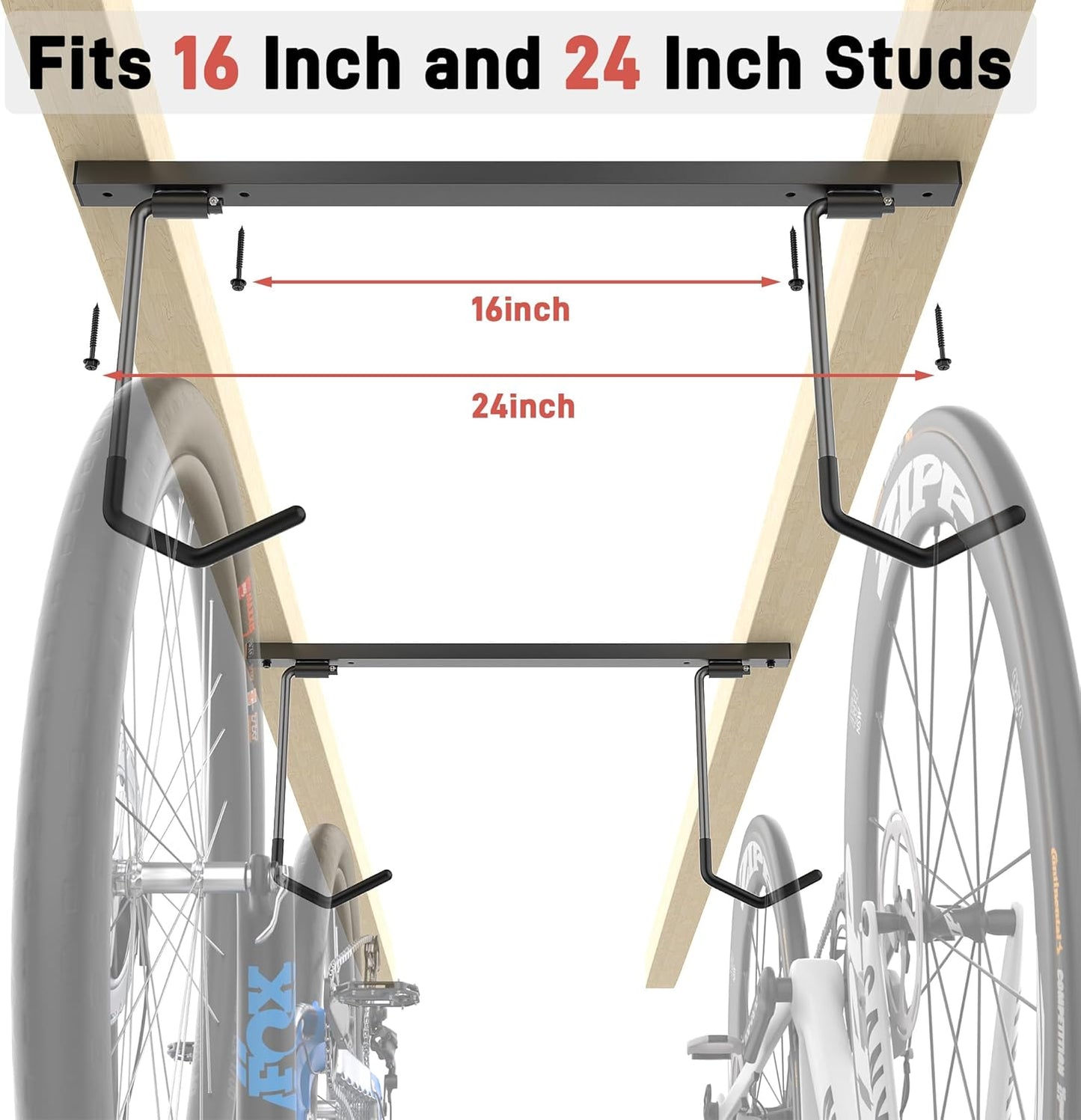Ultrawall Ceiling Bike Rack - Indoor Bike Storage Hanger for 2 Bikes Horizontally | 4 Bikes Vertically, 25 Inch