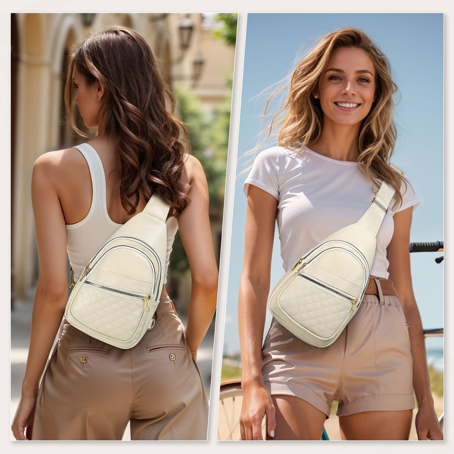 SUIKIHUM Anti Theft Mini Sling Bag, PU Leather Convertible Cross Body Bags, Lightweight One Strap Casual Pack