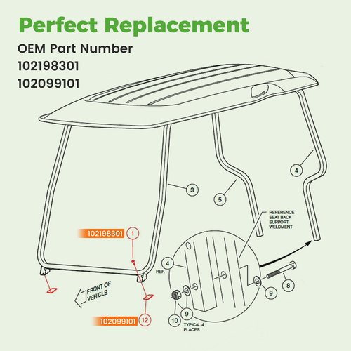 10L0L Golf Cart Front Windshield Bottom Mounting Strut Mount Pads with Stainless Steel Screws Kit, Fit for Club Car DS 2000-up,OEM 102198301 102099101