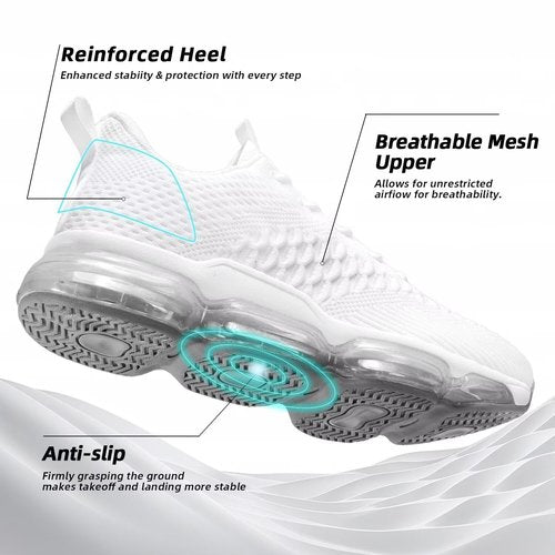 Pozvnn Mens Air Cushion Running Shoes Fashion Casual Walking Tennis Sneakers Non Slip Breathable Trail Sport Gym White 10