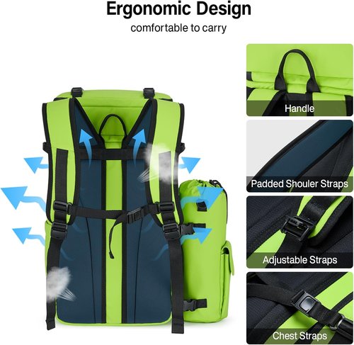 Hanke Backpack Cooler - Portable Soft-Sided Cooler with 2 Insulated Compartments | Water-Resistant Green for Picnic, Beach, Camping, and Hiking