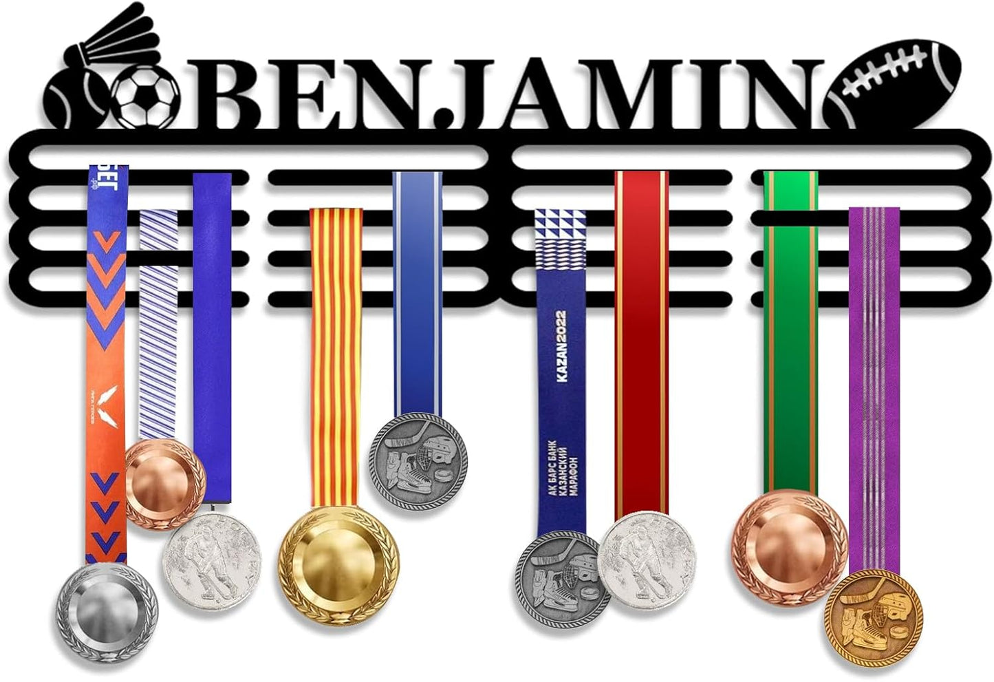 Skiennix Personalized Medal Hanger Display - Custom Name Wall Mount Trophy Rack | Ideal for Sports & Dance