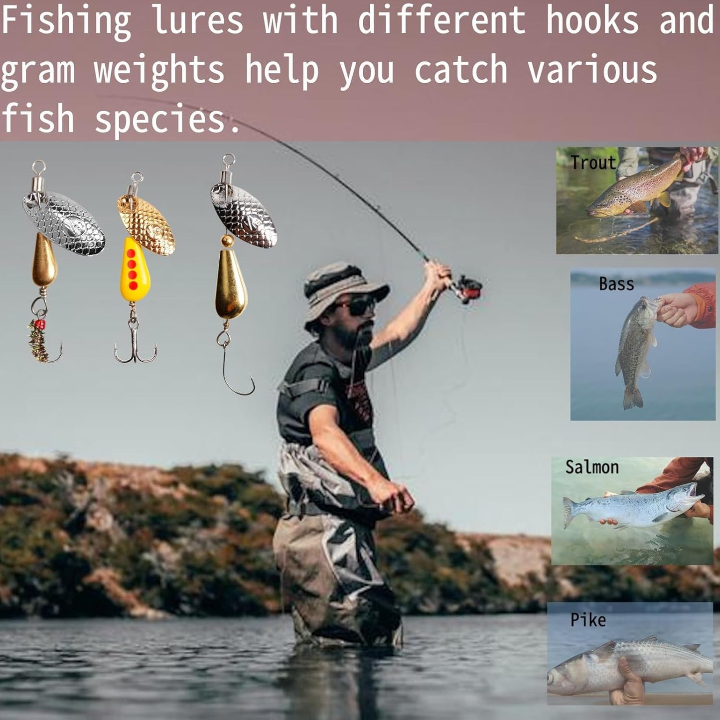 SHIAWASENA Fishing Spinners - 10pcs Inline Spinner Baits Kit with High-Reflective Flash for Trout, Salmon & Bass