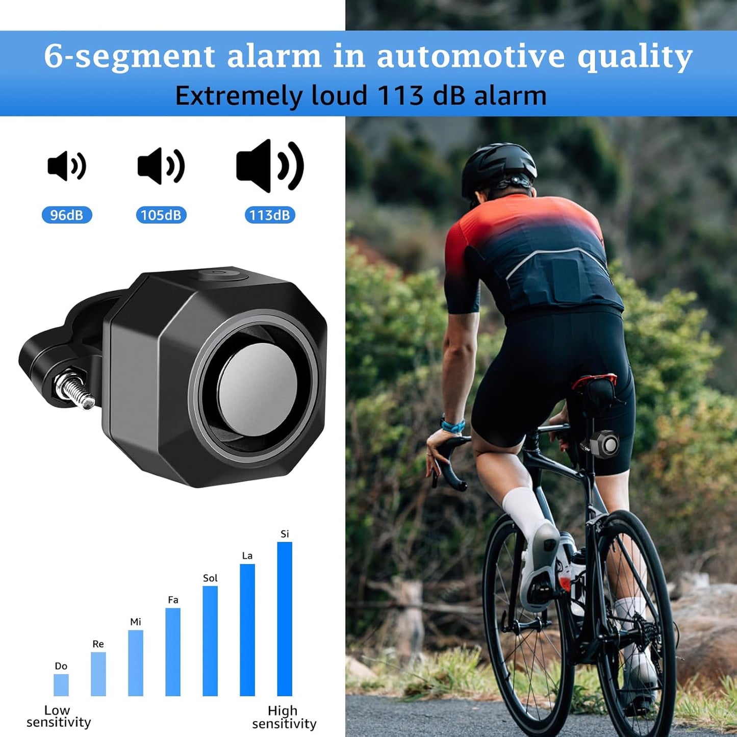 NineLeaf Bike Alarm - USB Rechargeable Anti-Theft Wireless Security System | 110dB Loud with Remote