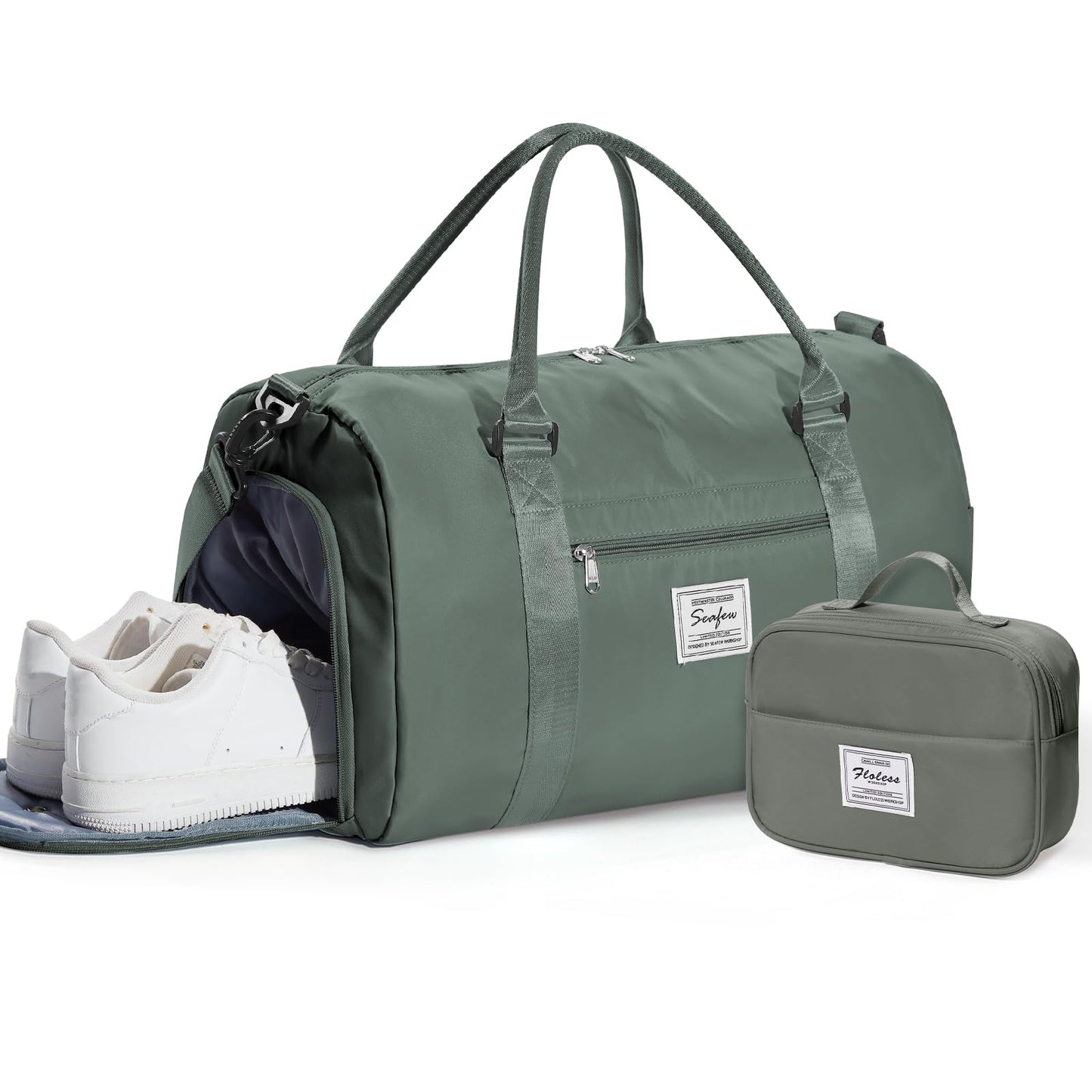 Gym Bag Womens Mens with Shoes Compartment and Wet Pocket Travel Duffel Bag for Women for Plane Sport Gym Tote Bags with Toiletry Bags Waterproof Weekend Overnight Carry on Bag Hospital Holdalls