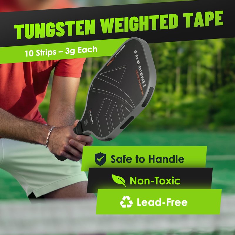 Neobadge Weighted Tungsten Tape for Pickleball Paddles | Safe, Lead-Free, Premium Customizable Alternative to Lead Tape | Easy One-Step Installation