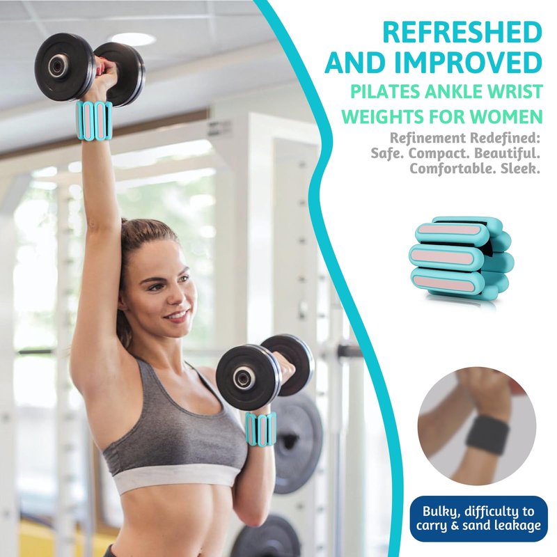 SOLY Wrist Ankle Weights for Women, Wearable Strong Arm & Leg Weights,Adjustable Wrist Weighted Bracelet for Yoga,Aerobics,Barre,Dance,Set of 2 (0.5LB Each)