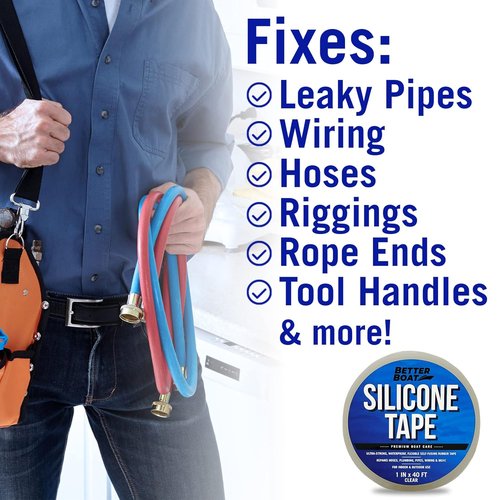 Better Boat Waterproof Self Fusing Silicone Tape - Leak Repair for Hoses & Pipes, 1 in x 40 ft