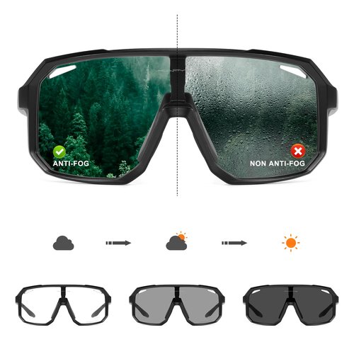 KAPVOE Photochromic Cycling Glasses for Men Women Mountain Bike Sunglasses Anti-fog Sunglasses for Outdoor K62