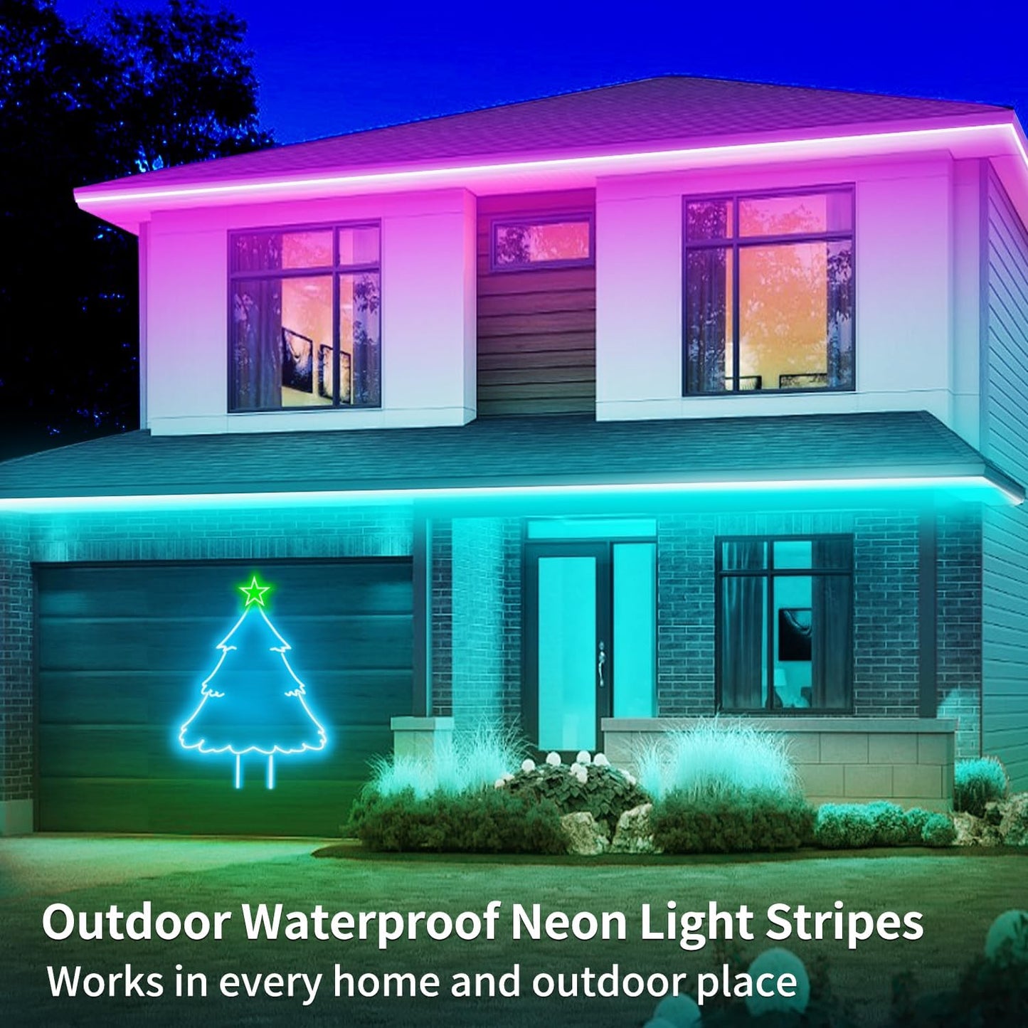 50ft RGB LED Neon Rope Lights with Remote & APP Control - Waterproof Flexible Strip for Bedroom & Outdoor Décor