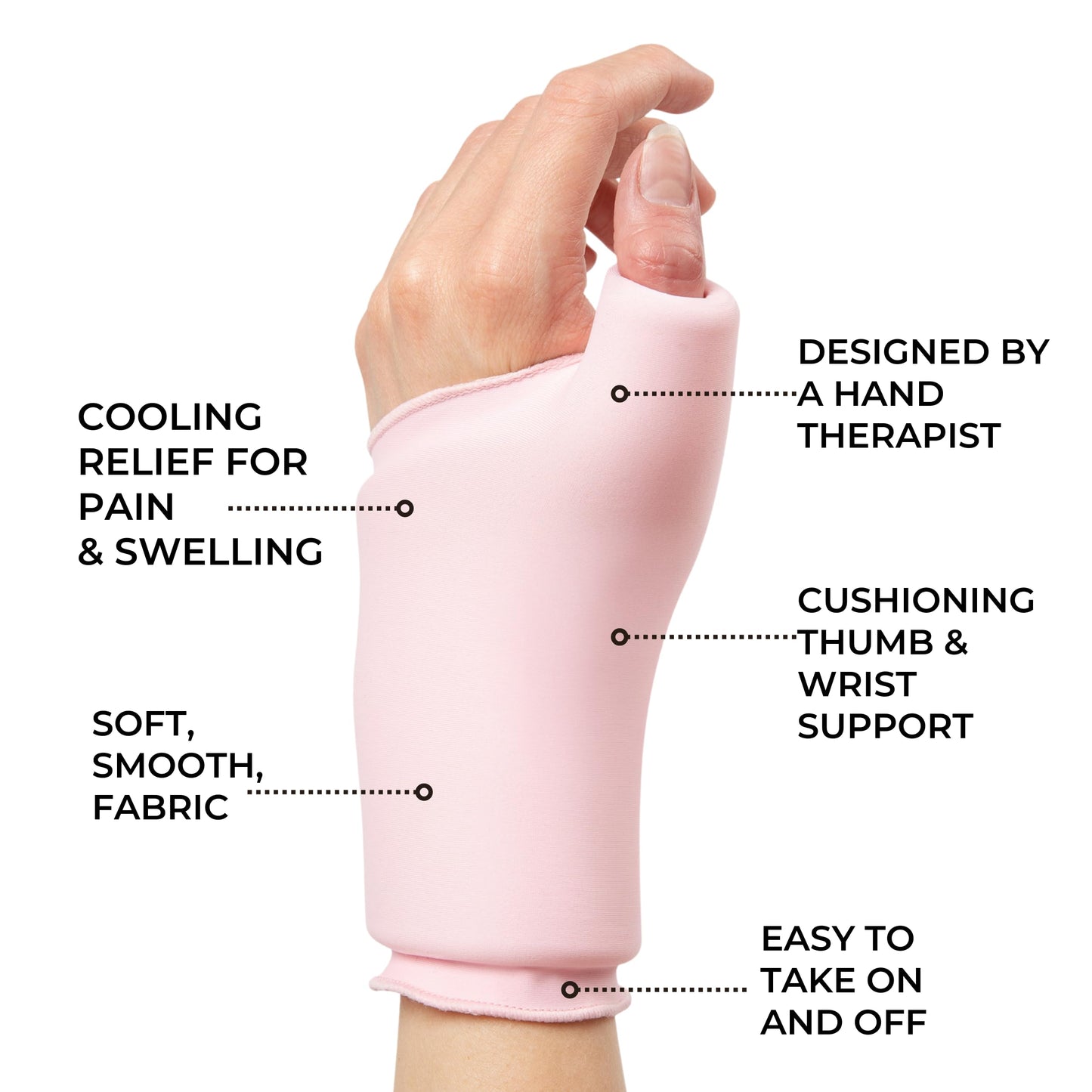 GRACE & ABLE Cooling Compression Sleeve For Thumb and Wrist Pain (Pastel Pink, Small-Medium)
