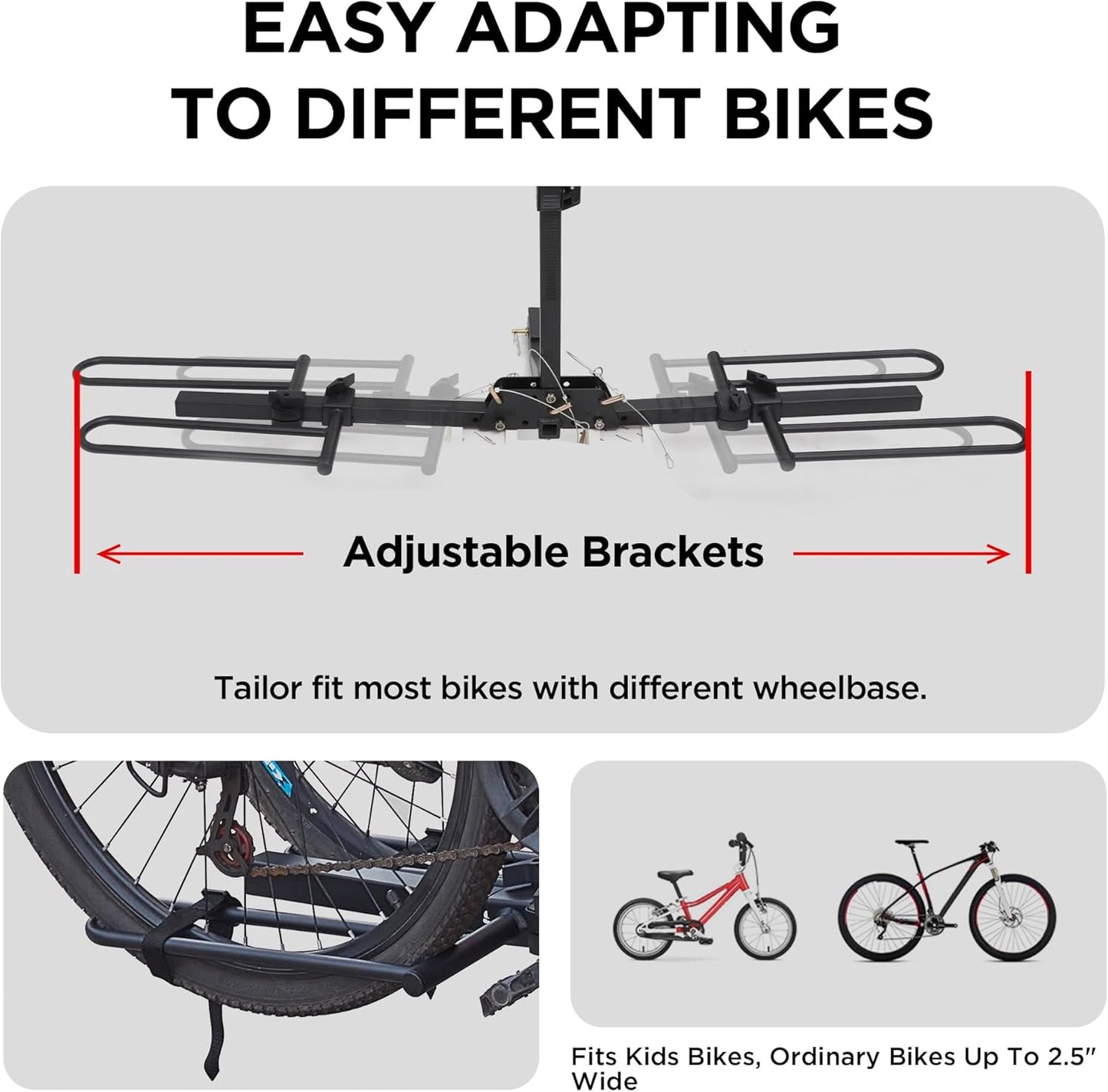 Young 2 Bike Rack - Foldable Hitch Mount Bicycle Carrier for Cars, SUVs & Trucks | 80 lbs Capacity