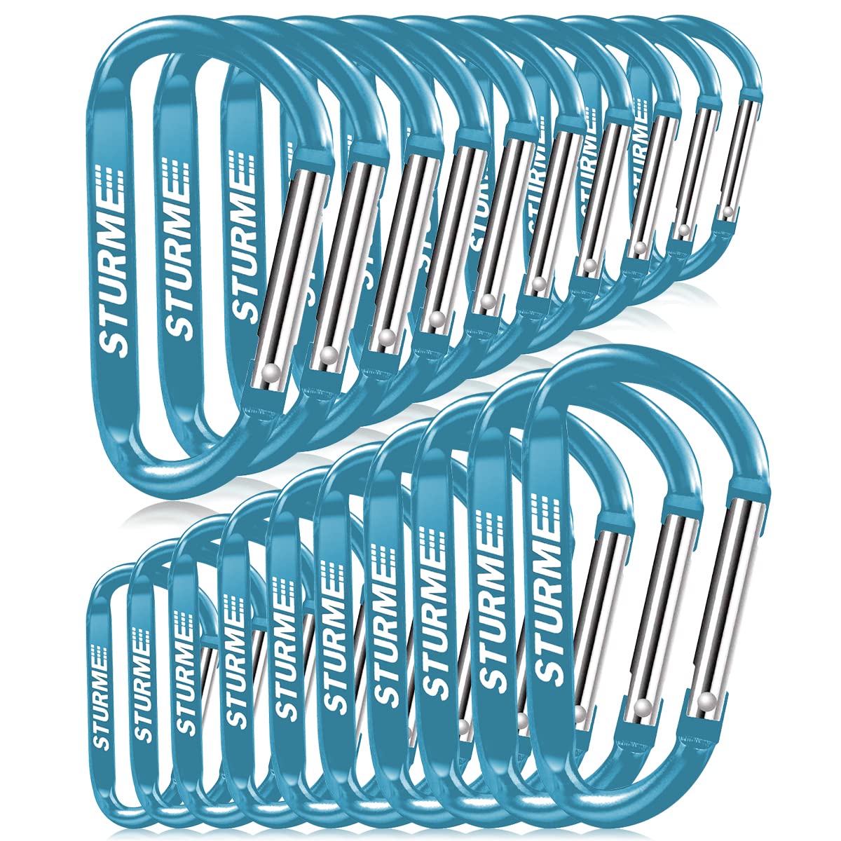 STURME 20Pcs Carabiners Clip, 2.7" Durable Aluminum Carabeaner Hooks, Small Carabiner D Clip Keychain, Spring Key Chain Clips for Outdoor Hiking, Fishing, Camping, Traveling, Sports Bottle, Backpack