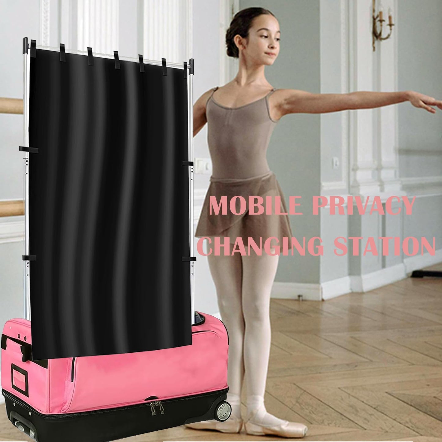 Privacy Curtain for Dance Bag with Rack,Portable Changing Room Privacy Curtain Without Rack Partition Screens for Dance Suitcase Rolling Dance Garment Bag Accessories (Black)