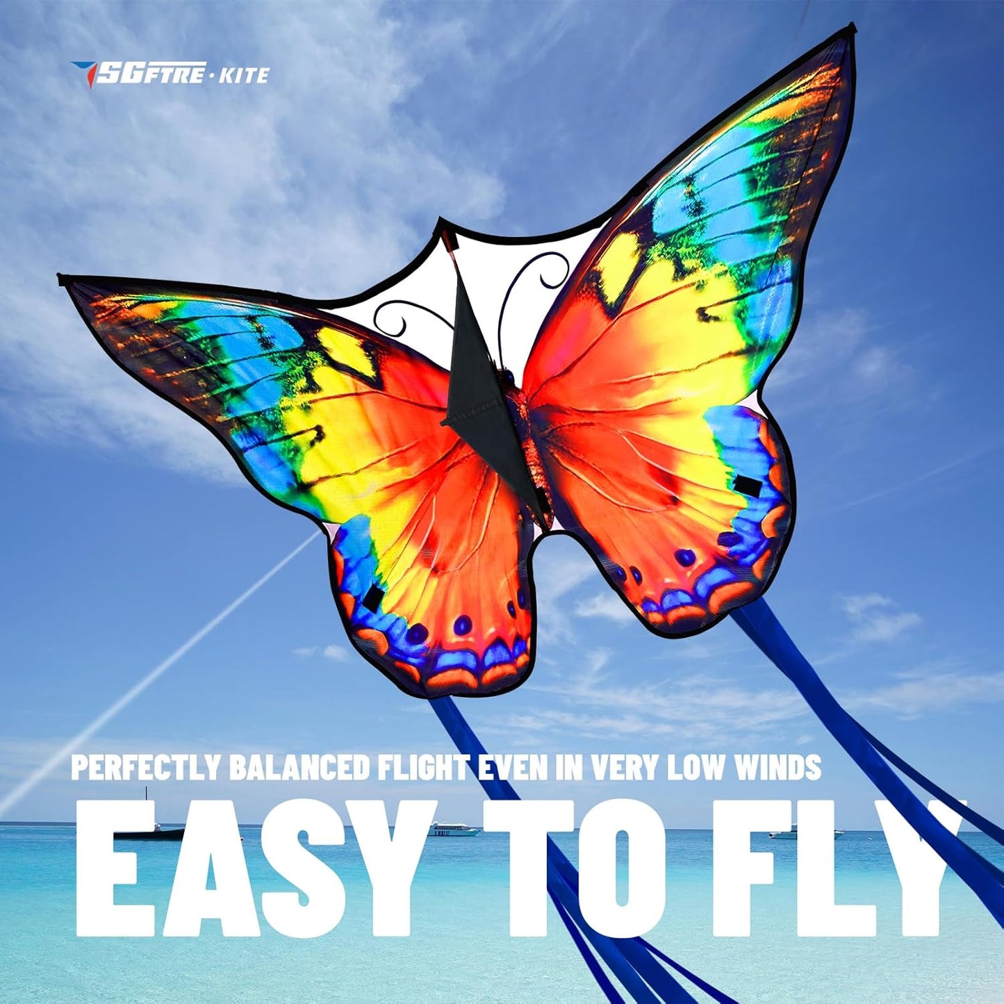 SGftre Butterfly Kites - Easy to Fly for Kids & Adults | Perfect for Beach & Outdoor Fun (Flower Splendour)