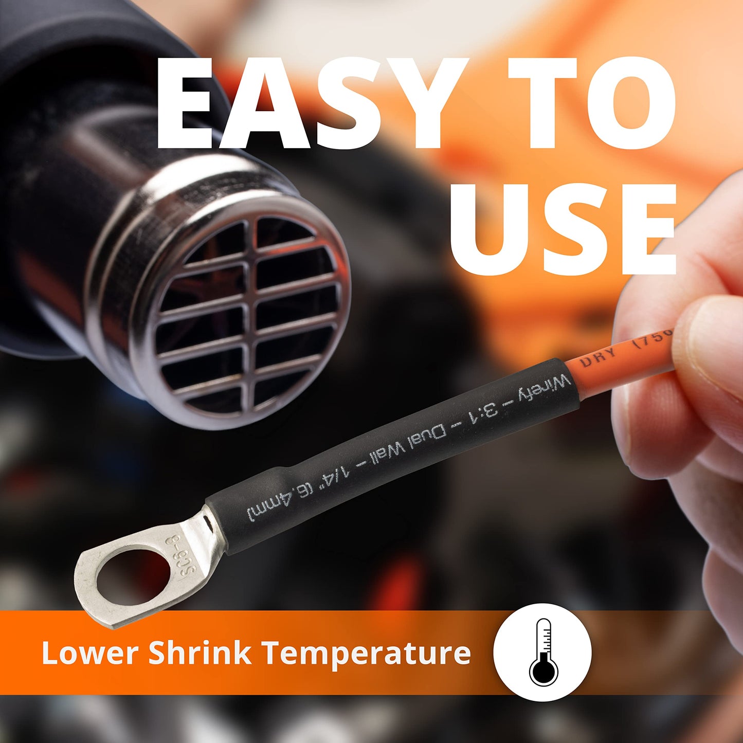 Wirefy | Heat Shrink Tubing - 1-1/2" inch - 3:1 Ratio - Adhesive Dual Wall Waterproof - Heat Shrink Tube - Heatshrink Tubes - Black - 50 Feet Roll | Trusted UL Certification