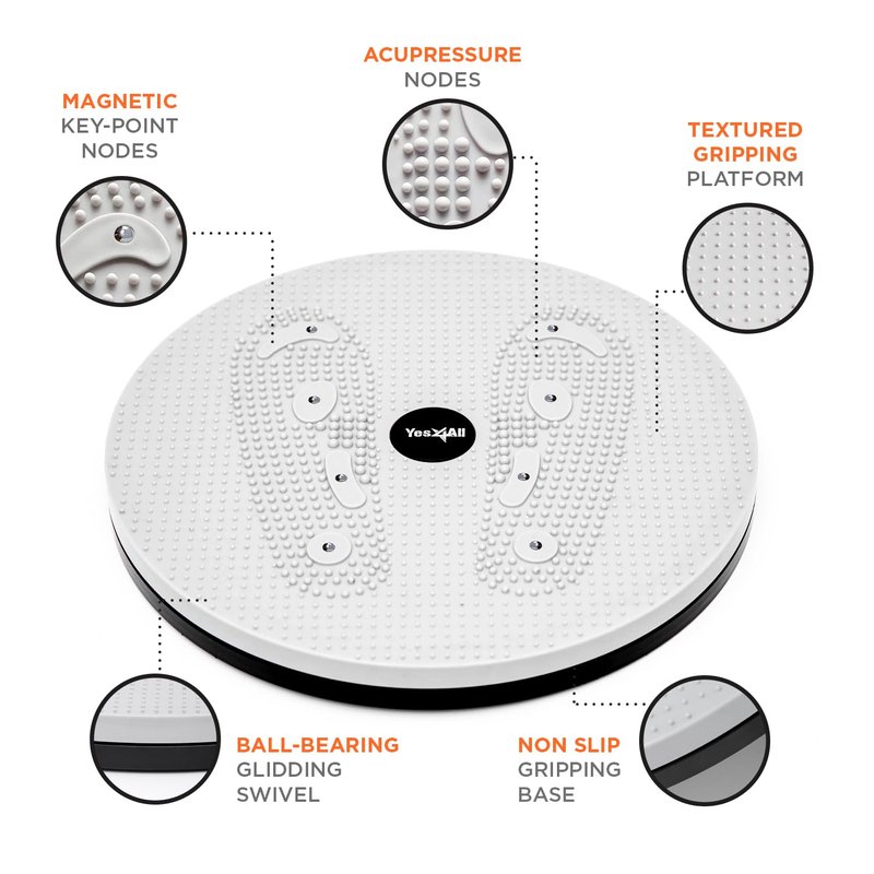 Yes4All Ab Twister Board, Waist Twisting Disc for Aerobic Exercise and Full Body Toning, Grey