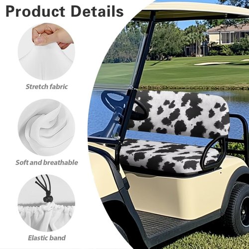 Oramclsy 2 PCS Cow Golf Cart Seat Covers 4 Passenger Golf Cart Seat Covers All Weather Club Car Accessories Set Suitable for EZGO Club Car and More 2-Seat Golf Carts