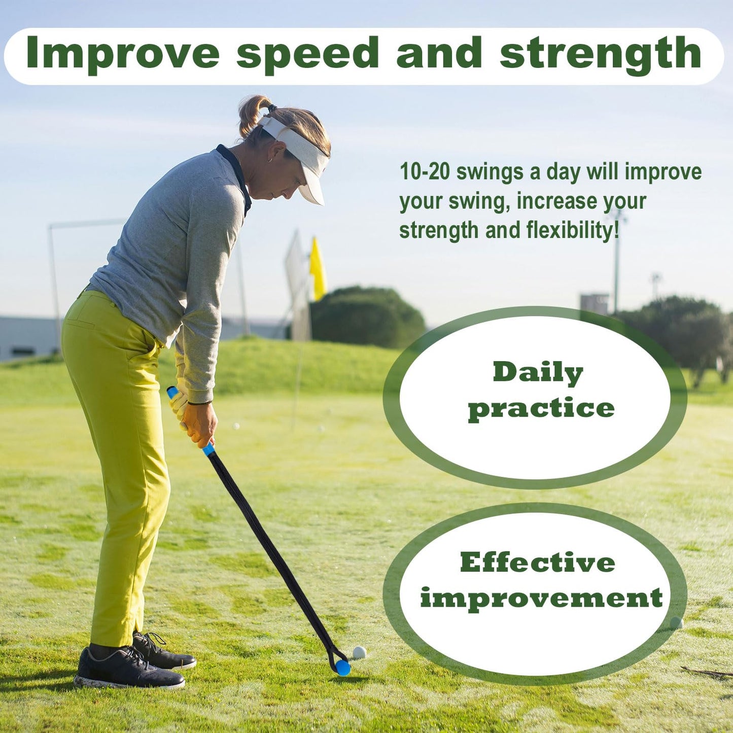 Gosknor Golf Rope Swing Trainer, Rope Golf Training Aid with Storage Bag Multi-Purpose Golf Training Rope Golf Gifts Golf Rope Trainer for Strength Control Physical Training