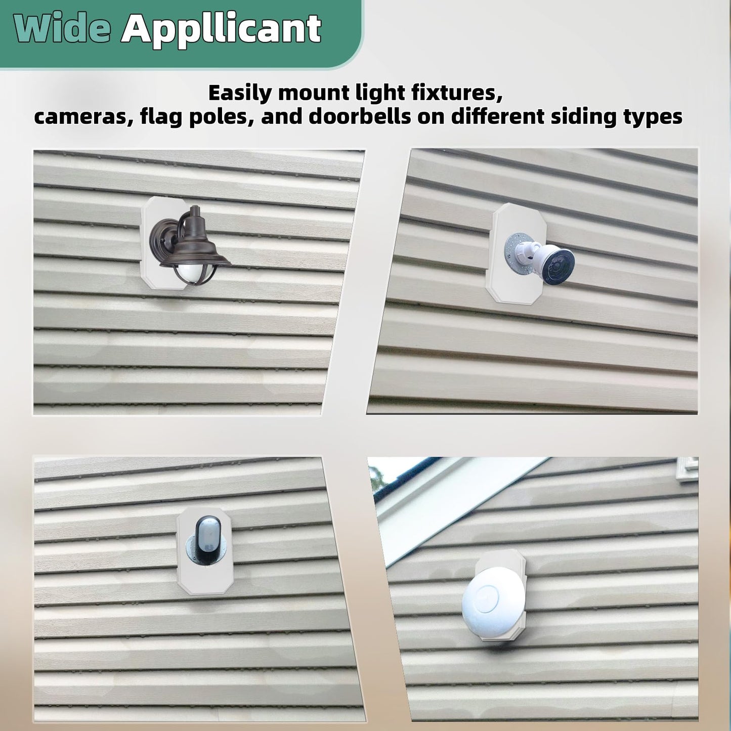 Vinyl Siding Mounting Blocks , Ease of Installation Built-in Electrical Box Outdoor Light Mounting Block, 8141DBL Siding Mounting Plate for 1/2 inch Lap Double and 4 inch Siding, White 1 Pack