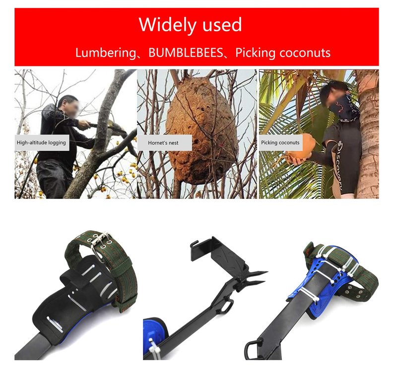 HTTMT- Tree/Pole Climbing Spike Set Safety Belt Strap Rope Adjustable Stainless Steel [P/N: ET-OUTDOOR002-RAW]