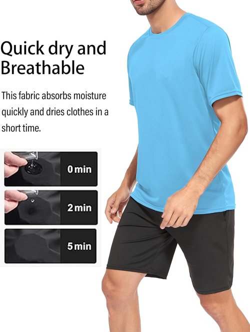 HOPLYNN Men's Dry Fit Workout T-Shirts - 5/7 Pack Short Sleeve Athletic Tees for Gym & Running