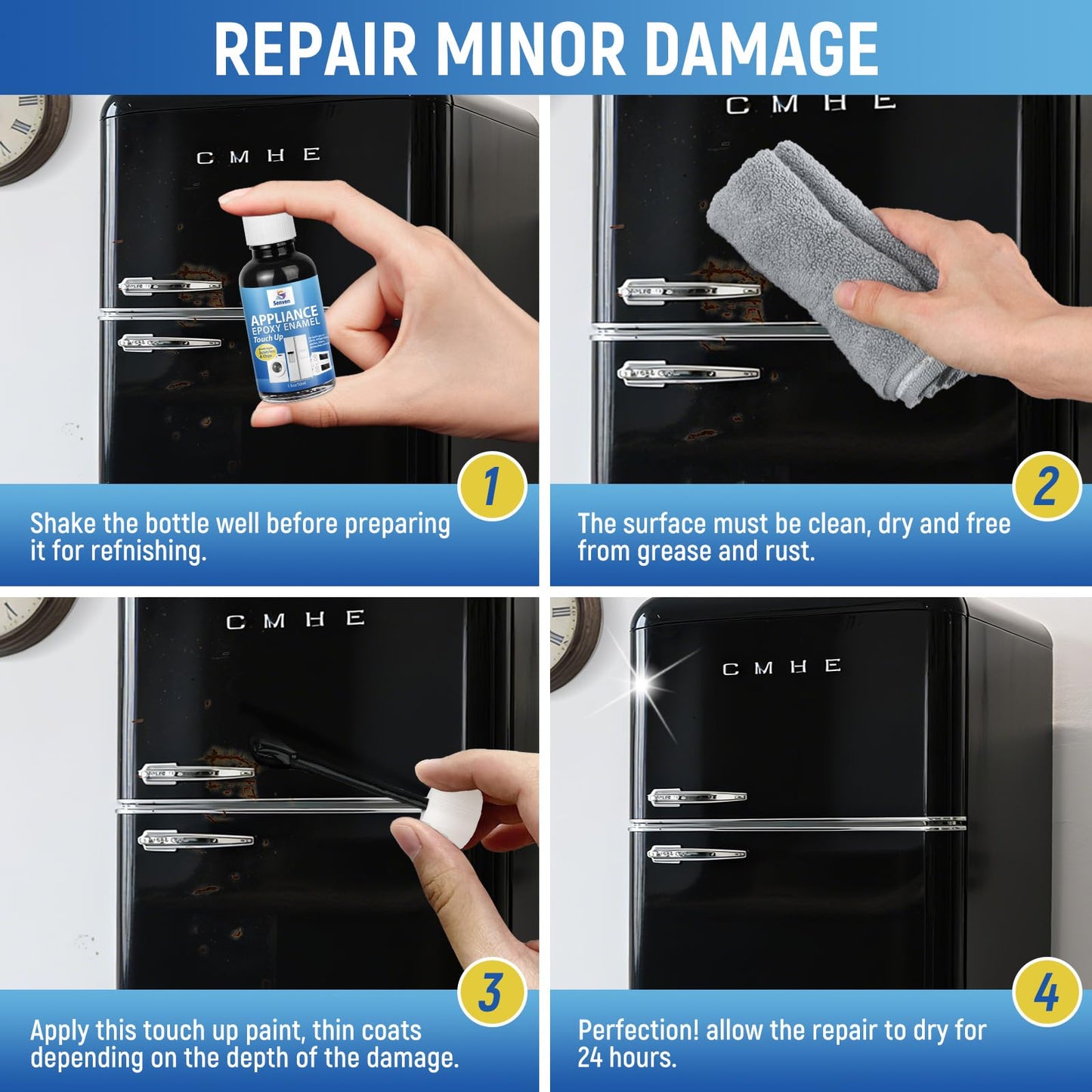 Appliance Paint Black Appliance Touch Up Paint Enamel High-Gloss Black Touch Up Paint Pen Scratch Repair for Appliances Refrigerators Metal Surfaces Dishwasher Dryer Microwave Washers 1.5oz