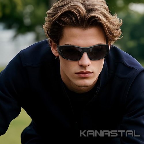 KANASTAL Wrap Around Polarized Sunglasses Men Women UV400 Sports Sun Glasses Fashion Square Sun Shades Black
