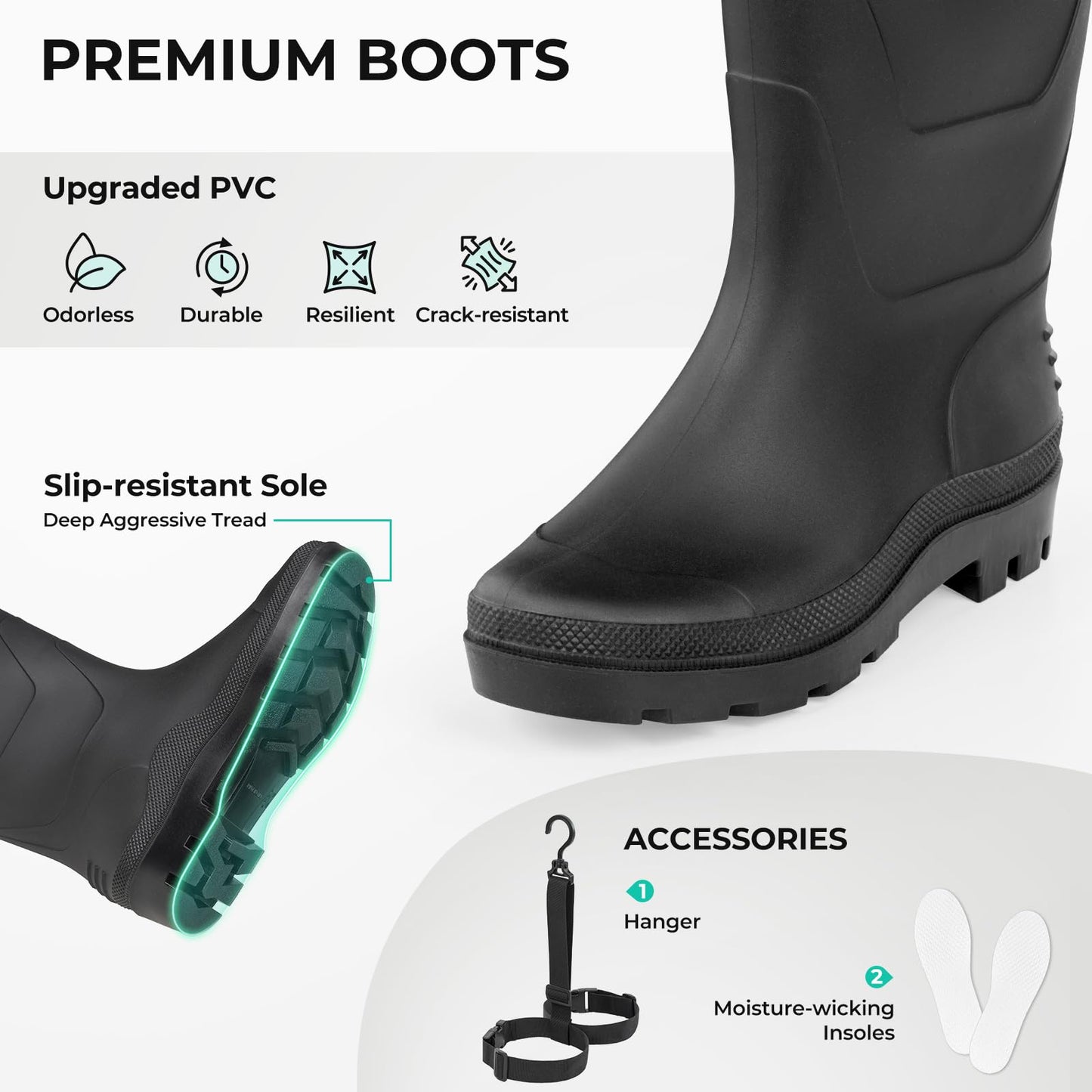 Calamus WaveWalker Fishing Waders for Men & Women, 100% Waterproof PVC Chest Waders with Slip-Resistant Boots, Tear-Resistant Nylon, Ample Storage, Wader Hanger, Military Green, 11