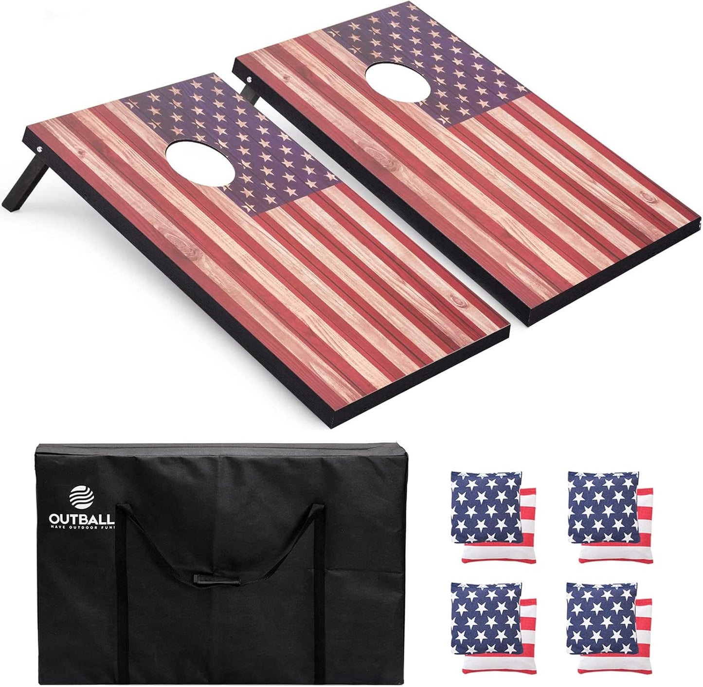 Skiennix Cornhole Set - Regulation Size 4x2 & 3x2 Boards with Carrying Bags & 8 Bean Bags | Outdoor Family Fun