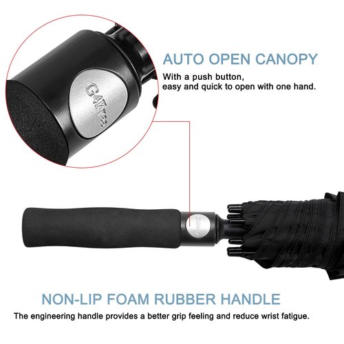G4Free 72 Inch Huge Large Oversize Golf Umbrella Automatic Open Double Canopy Vented Windproof Stick Umbrella, 6 Ft Heavy Duty For Outdoor Doorman Family(Black)