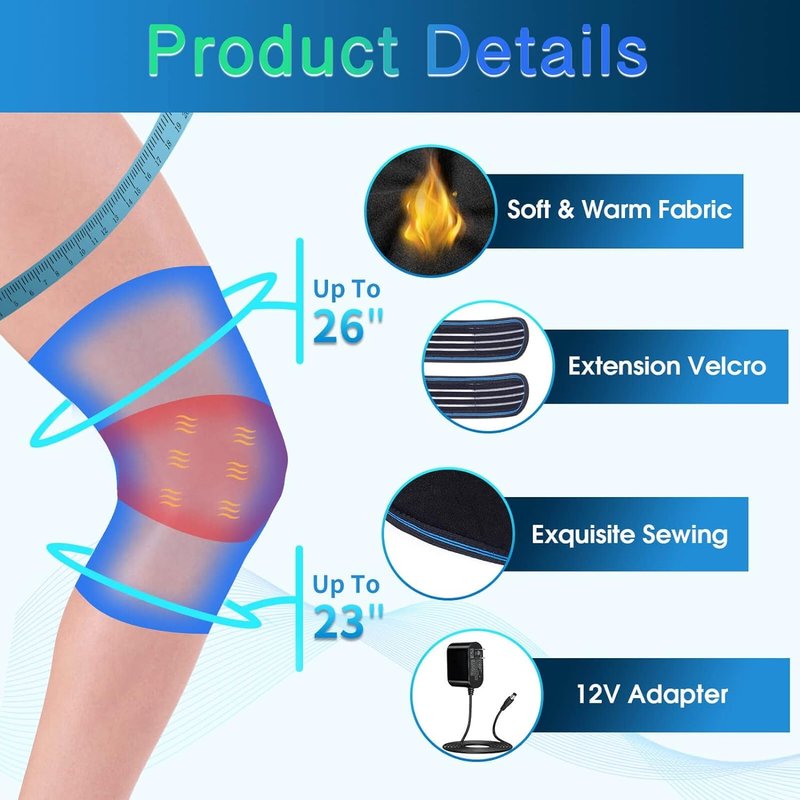 comrelax Knee Massager with Heat & Vibration, Heating Pad for Knee Pain Relief, Heating Pad for Leg Pain, Leg Massager, 3 Vibration Modes 3 Heat Levels, AC Adapter Heating Faster (No Battery)