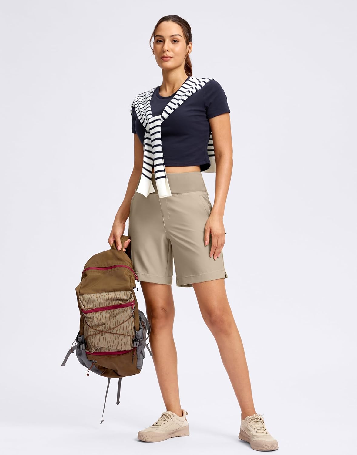 SANTINY Women's Hiking Shorts - Lightweight Quick-Dry Design with 3 Zipper Pockets | 5''/7'' Sizes