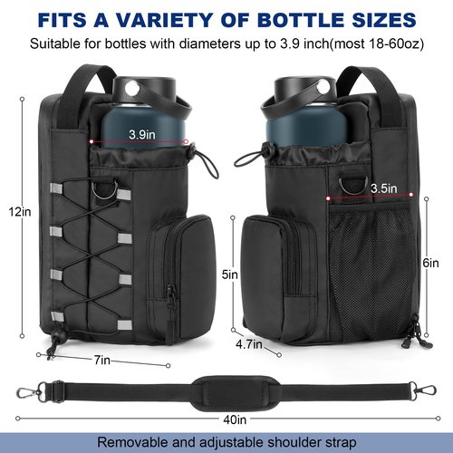 Magnetic Gym Bag Water Bottle Holder for Men and Women, Upgraded Magnetic Gym Bag, Water Bottle Holder With Strap (Black)