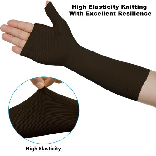 KONSEDIK Hand Socks for Splint (Pack of 6),Thin Stockinette Tubing for Arm,Wrist Brace with Thumb Spica Liner for Men and Wome,Breathable Cotton Gauze Sleeve,Comfy Under Cast Wrap(Black,Large)