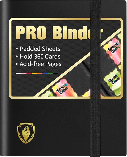 Fabmaker Heavy Duty Card Binder - 9 Pocket Album Holds 360 Cards | Sleek Black Design for Game & Sports Cards
