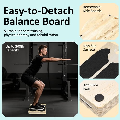 FITKS360 MPortable Wooden Slant & Balance Board for Calf Stretch, Squats, Pilates & Therapy. Multi-angle adjustable, anti-slip, ergonomic design. 350LBS capacity for legs, knees & core training.