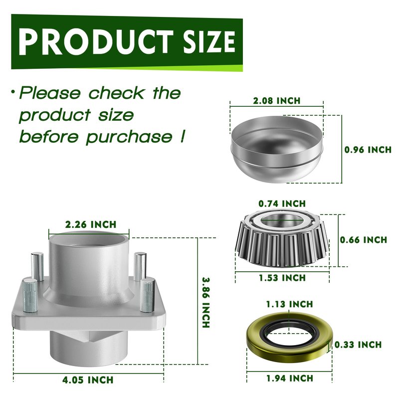 Panglong Club Car DS Hub Assembly, Golf Cart Club Car Front Wheel Hub for 1981-2003 Club Car DS Gas and Electric Golf Carts, OEM# 1011892