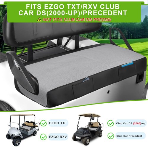 iLSKW Golf Cart Seat Cover Blanket Fit Club Car Precedent/DS (2000-UP) EZGO TXT/RXV Front Seat Cushion, Universal Golf Cart Seat Covers Towel with 2 Pockets for All Seasons