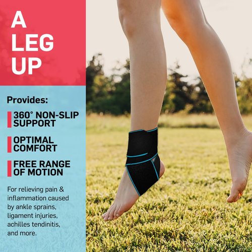 Dr. Arthritis Essentials Ankle Brace Support for Women & Men, Tendonitis, Achilles Injuries, Running, Basketball & More, Fits Left & Right Foot (Blue 2 Pack)