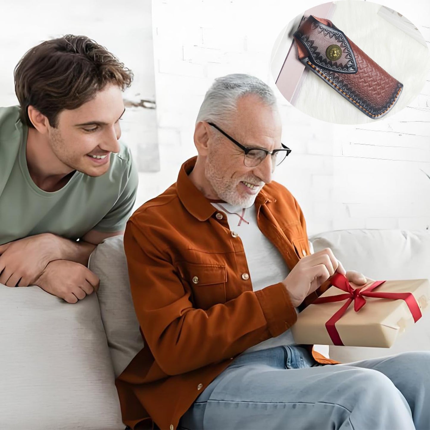 Folding Knife Sheath，2.3/6.3" Leather Pocket Knife Sheaths for Belt, Loop Portable Folding Knife Sheath for Camping Hunting Jungle Exploration