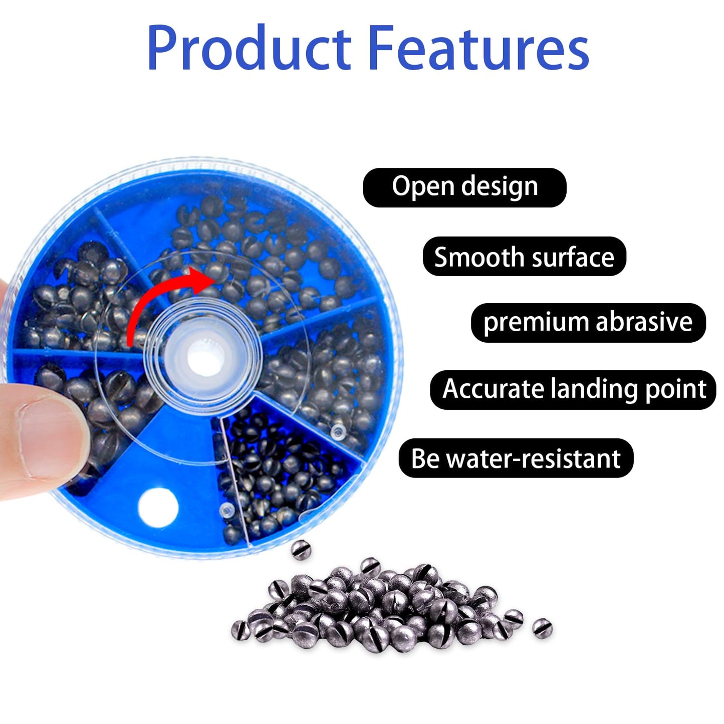 FishingPepo Fishing Weights Sinkers 205Pcs 5 Sizes Weights 0.2/0.3/0.4/0.6/0.8g Round Fishing Line Sinker Removable Egg Lead Assortment