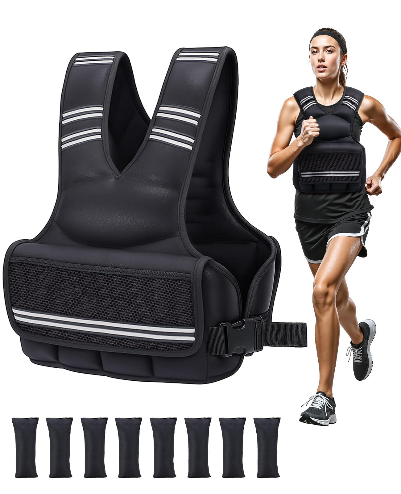 OYY Weighted Vest for Women Men, 8-18lbs Adjustable Running Vest with Reflective Stripe, Comfortable Weight Vests for Workout, Strength Training, Running, Walking, Jogging