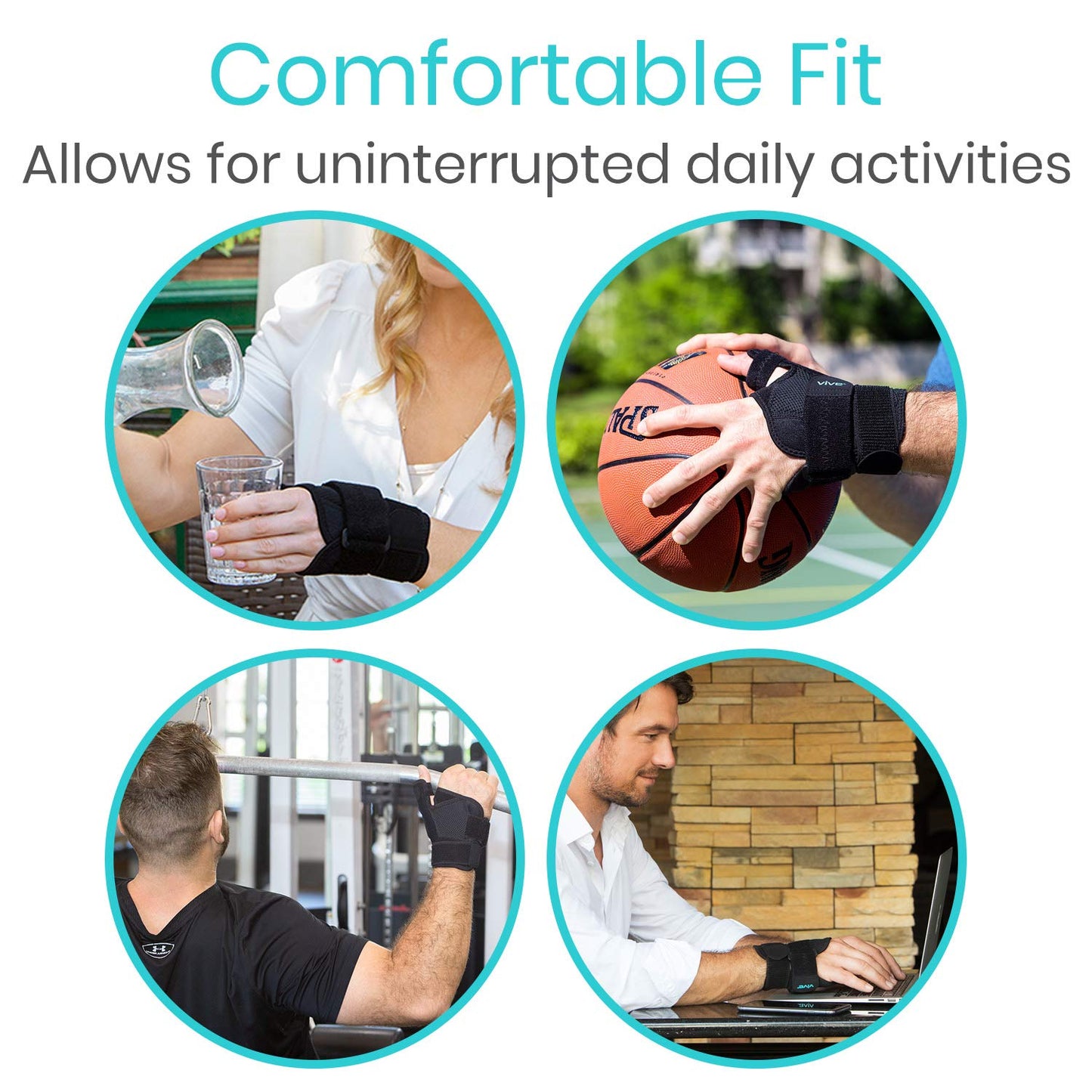 Vive Thumb & Wrist Brace for Right or Left Hand - Spica Splint Brace for Carpal Tunnel, Tendonitis, & Arthritis in Hands or Fingers - Compression Support for Women Men - Stabilizer Relief for Bowling