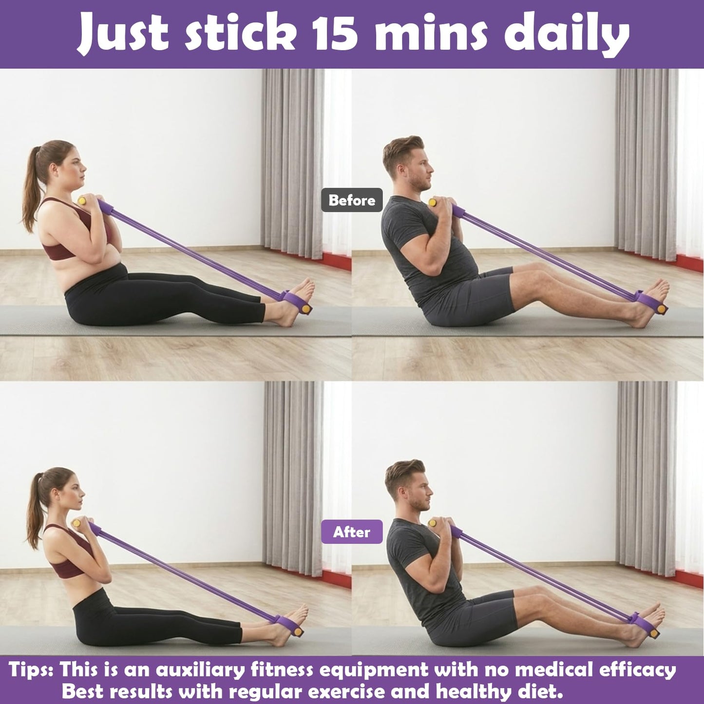 Multifunctional Pedal Resistance Band with Handle,4/6/8 Tubes for All Weights,Upgrade Heavy-Duty TPE Tubes with 300% Stretch for Full Body Workouts Anywhere