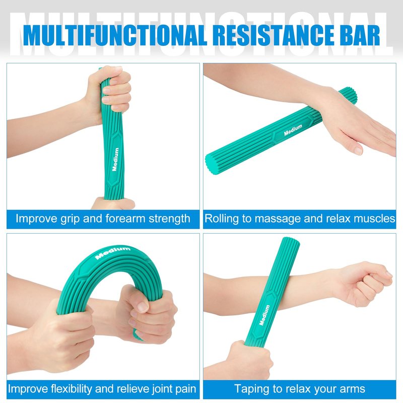 Silipull 4 Pcs Flexible Resistance Therapy Bars Twist Grips,Flexible bar Twist and Bend Resistance Bar for Therapy,Tennis Elbow, Golfer's Elbow(Pastel Color)