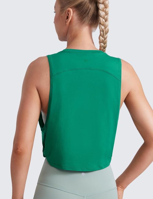CRZ YOGA Pima Cotton Tank Tops for Women - Loose Sleeveless Workout Shirts | Athletic Crop Design