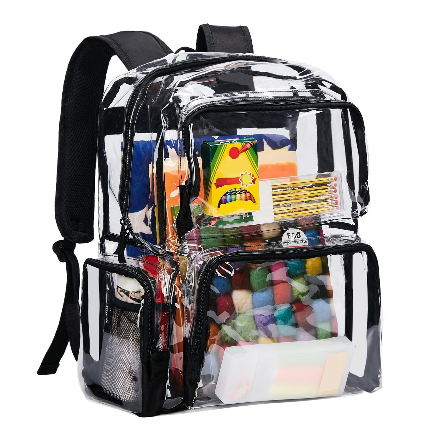 Vorspack Heavy Duty Clear Backpack, Extra Large Transparent Bookbag, Black