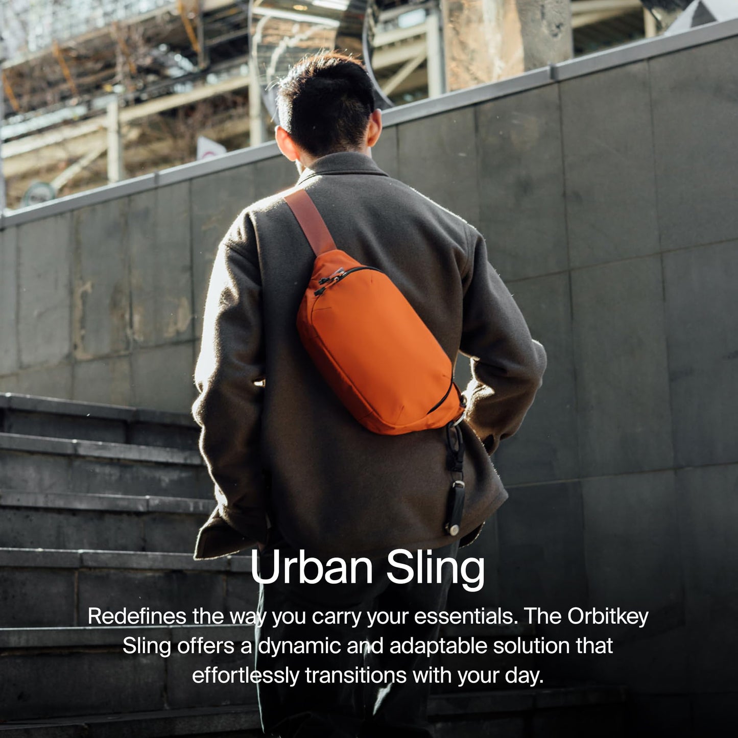 orbitkey Urban Sling – Compact Crossbody Bag with Adjustable Strap & Quick Access Pockets – Lightweight Everyday Carry Sling for Travel, Work, Gym & Outdoor Adventures (Black)